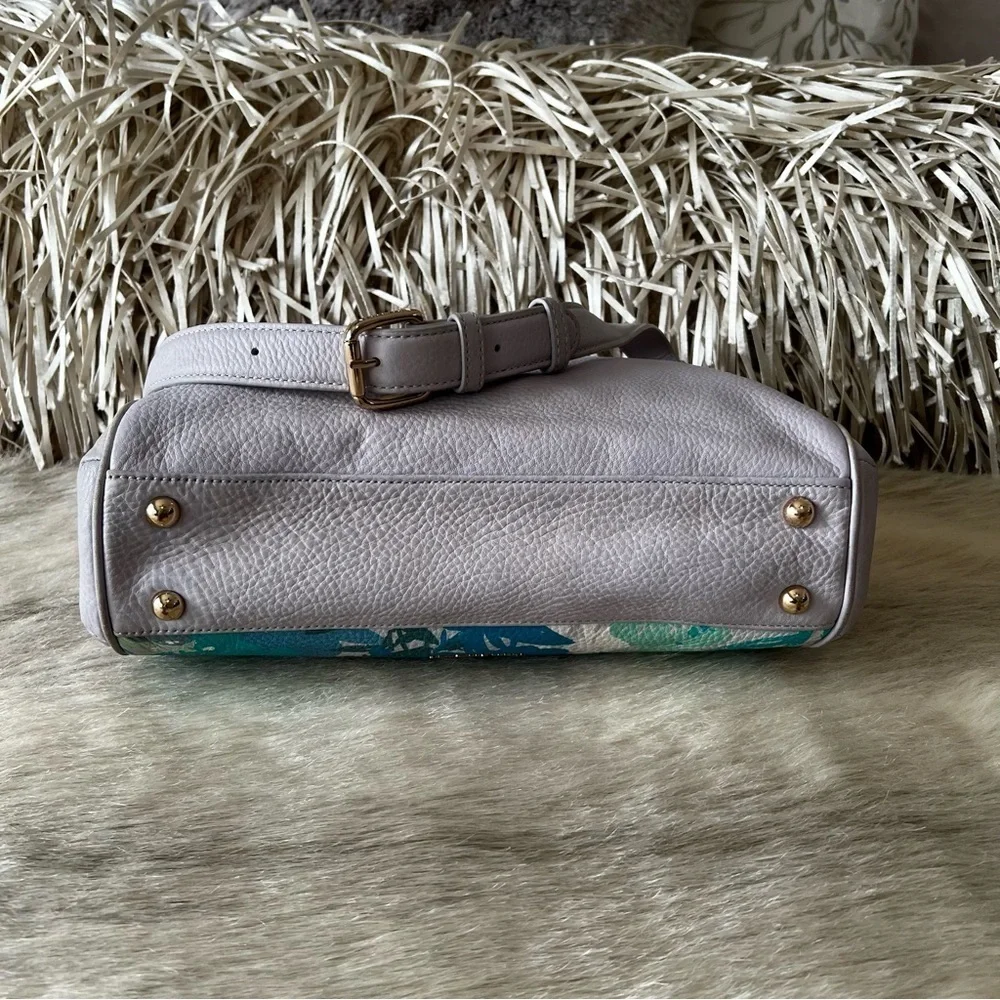 VERA BRADLEY Camofloral 2016 Sarah Shoulder Bag Genuine Leather Gray Blue Green